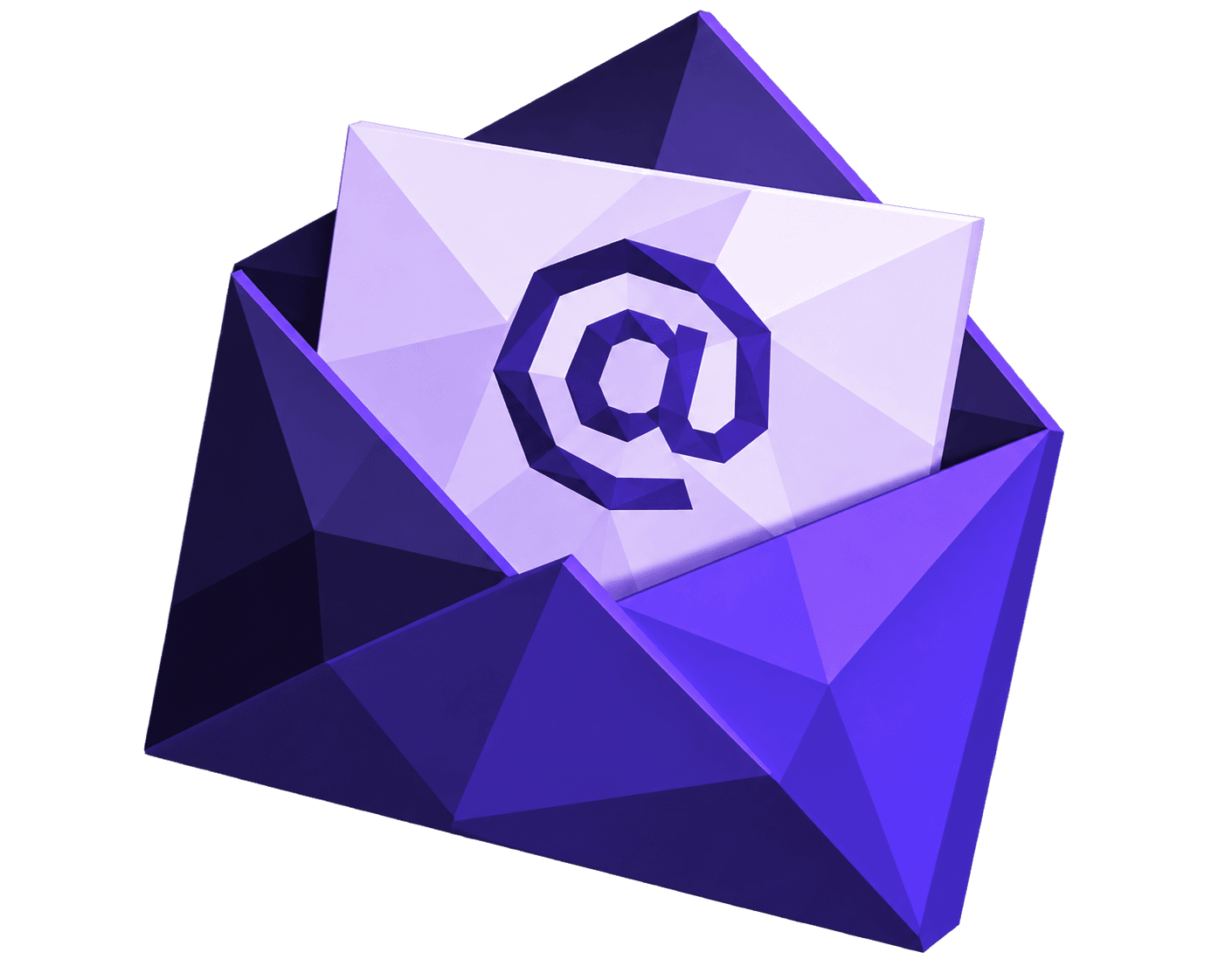 Stylized purple geometric email envelope