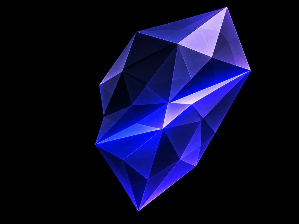 Luminescent blue and violet geometric prism crystal